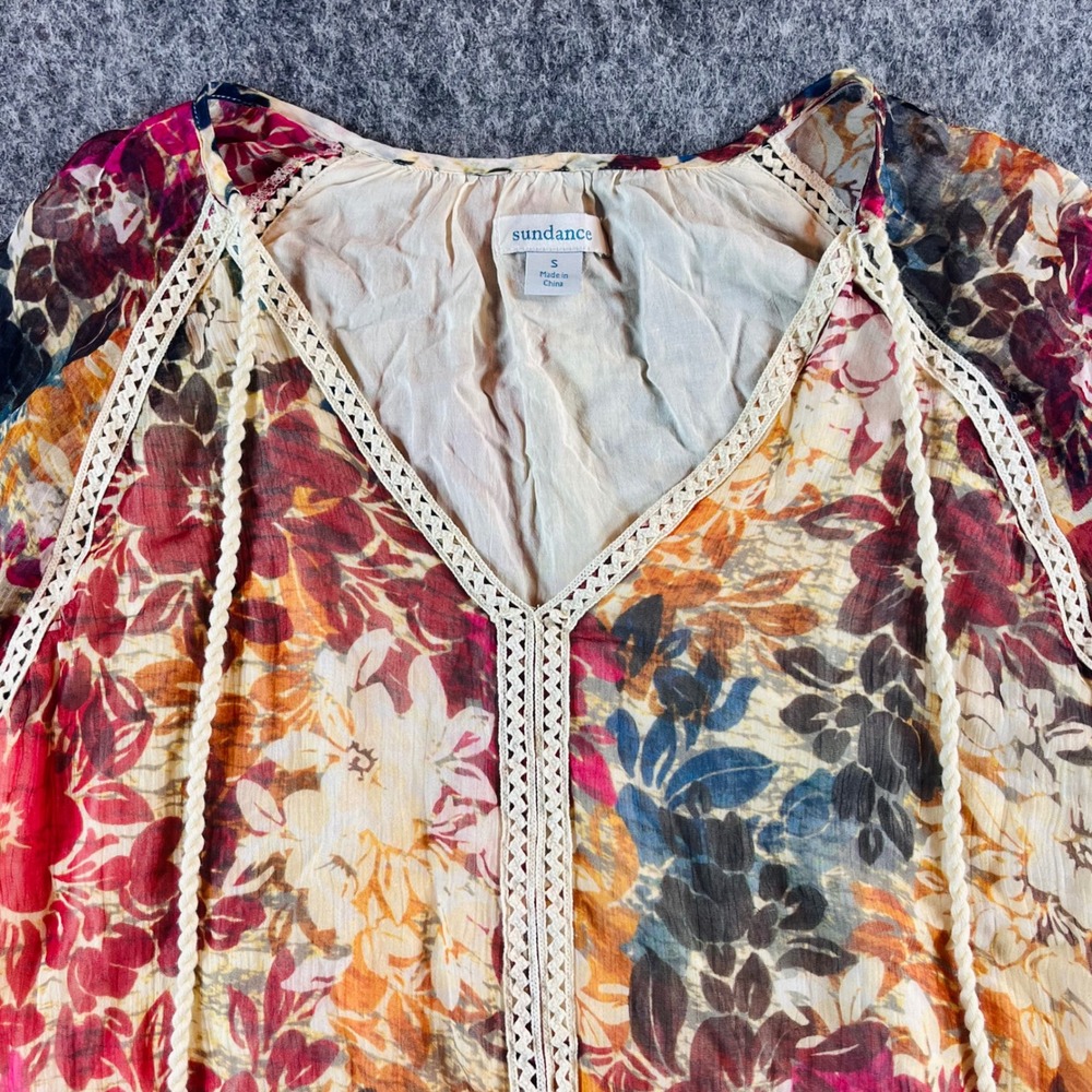 Sundance Floral Blouse Womens S Boho Bell Sleeve Cottagecore Whimsigoth Ethereal - Picture 6 of 13
